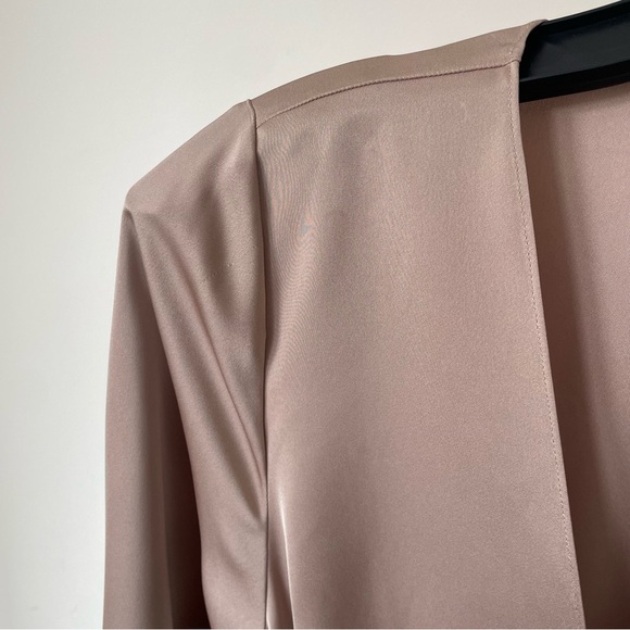 Ramy Brook Alec Front Tie Champagne Beige Satin Charmeuse Plunge Neck Jumpsuit S - Picture 7 of 11